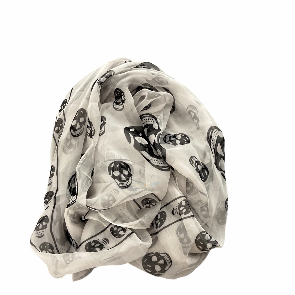 Alexander McQueen Skull Silk Scarf White